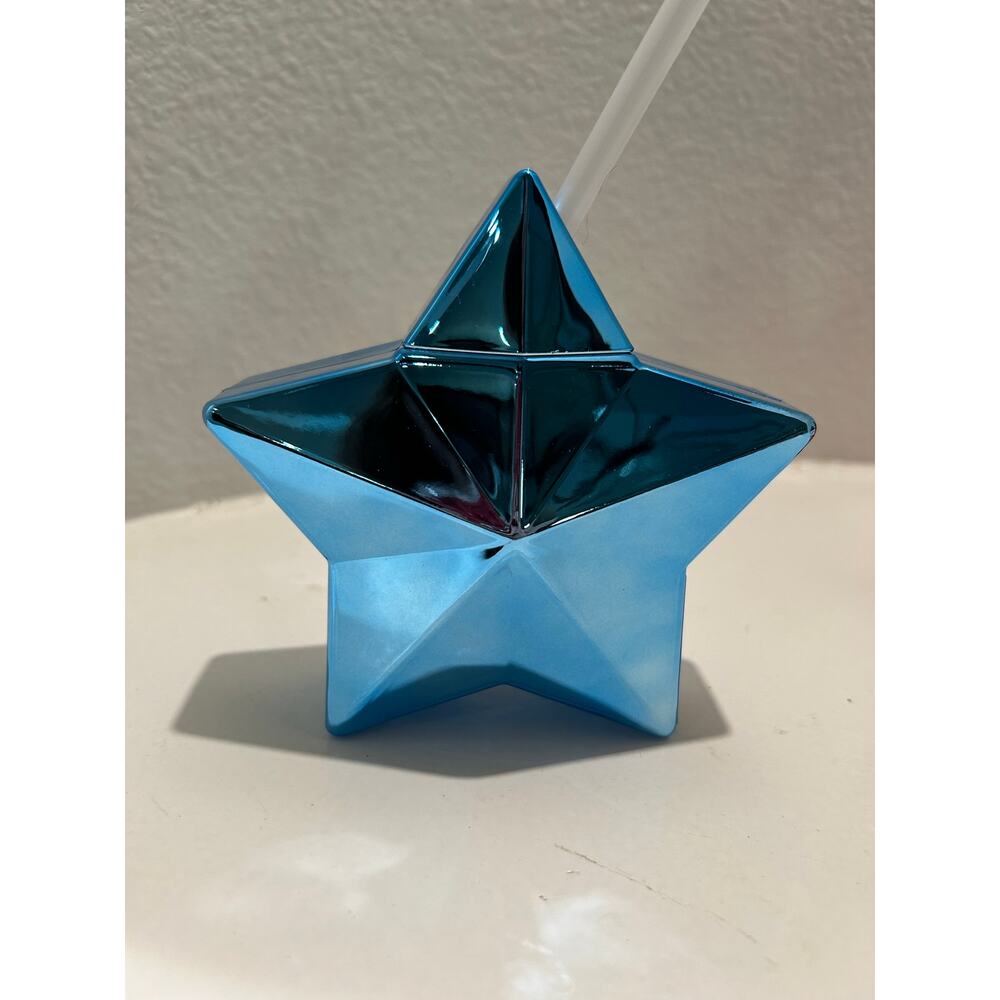 NOVELTY TUMBLER NWT Set of 3 Metallic Red Blue Silver with Straw - Picture 2 of 10